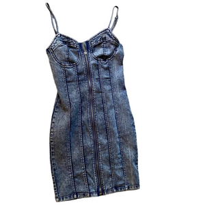 Girls stretch denim dress, Sz S